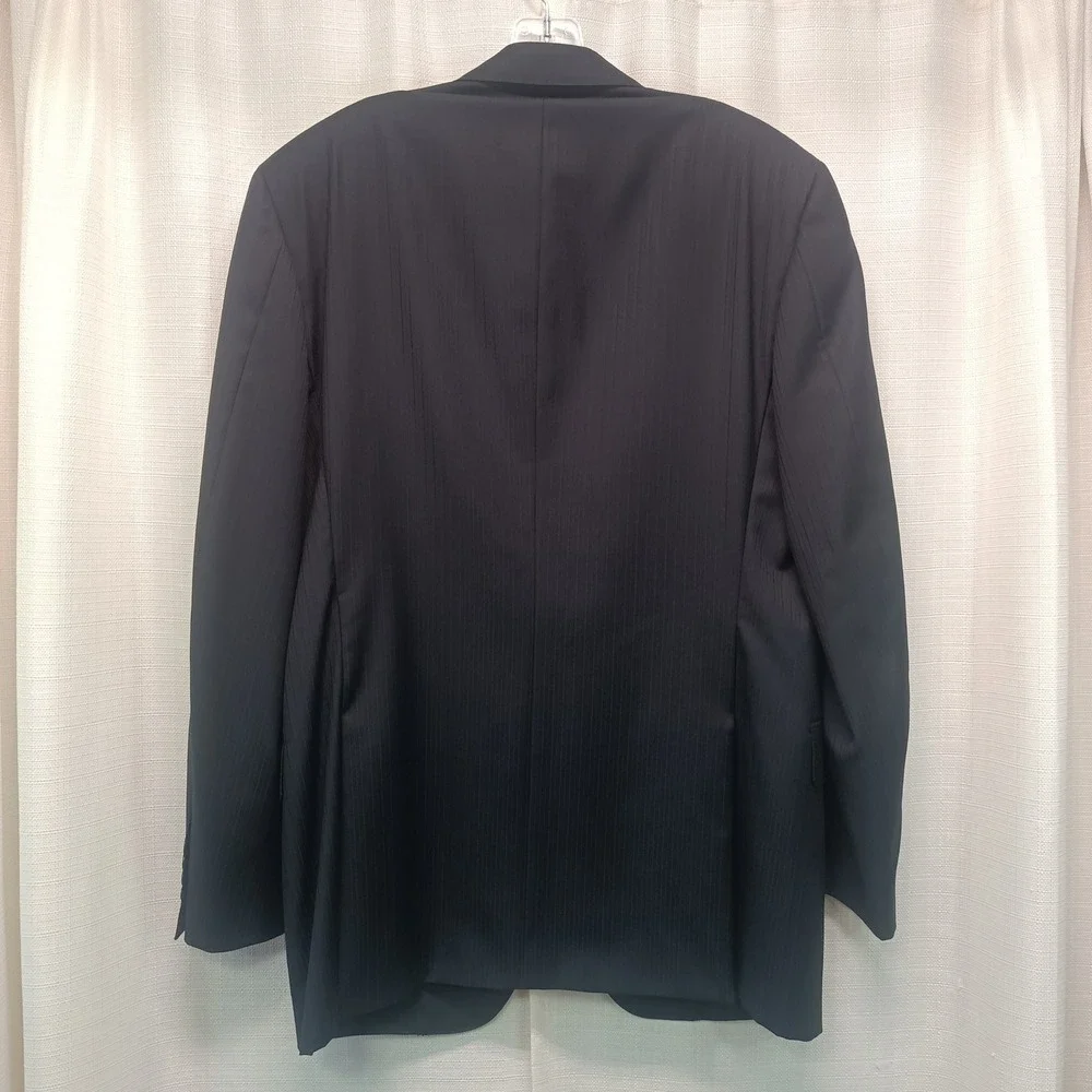 Canali 1934 Mens 54L 44L Pinstripe Wool Blazer Jacket Made in Italy Navy‎ Blue